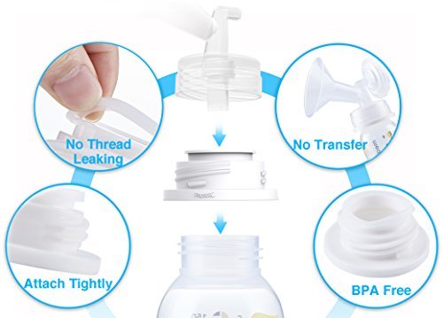 Papablic Leak-Proof Pump Bottle Adapter, for Spectra S1 S2 Pump Flanges to Use with Medela Baby Bottles, 4 Pack