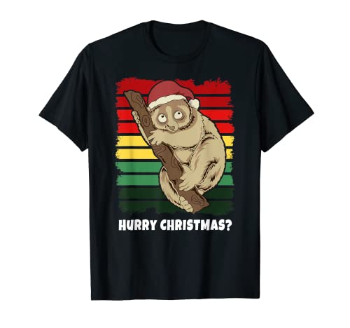 Linda Lenta Loris Navidad Santa Claus Retro Vintage Sunset Camiseta