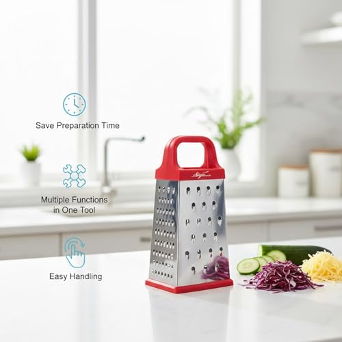 Image of Signamio 5 in 1 Grater Stainless Steel Box, Vegetable Slicer for Kitchen - Multi-Function Carrot Grater Machine, Premium Design for Effortless and Efficient Food Preparation - Multicolor
