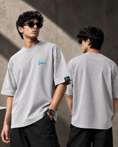 Image of Oversized T-Shirt for Men and Women, Black, White, and Charcoal Grey Colour, Cotton, Drop Shoulder Baggy Fit