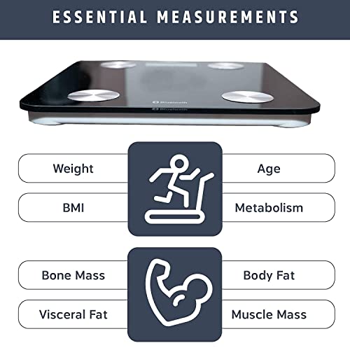 Image of CKDCARES Digital Scale Bathroom Body Weight Scale for Body Fat Scale Smart BMI , Smart Bluetooth Body Fat Scale with Bright LCD Display, Auto ON-Off Function, iOS and Android App Supported, Black, 180kgs /400lbs