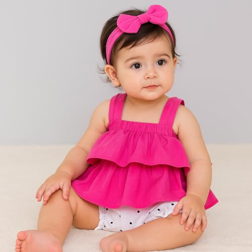 Image of Girls Top & Printed Shorts Set - Comfortable Summer Cotton Clothes Set for Baby Girls, Stylish & Cute Summer Outfit