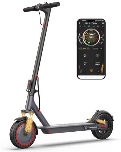 VOLPAM Electric Scooter for Adults - 500W Motor, 22MPH, 22 Miles Range, 10' Solid Tire, Dual Suspensions, Folding E-Scooter with Dual Braking, APP Control & Digital Display | Adult Electric Scooter