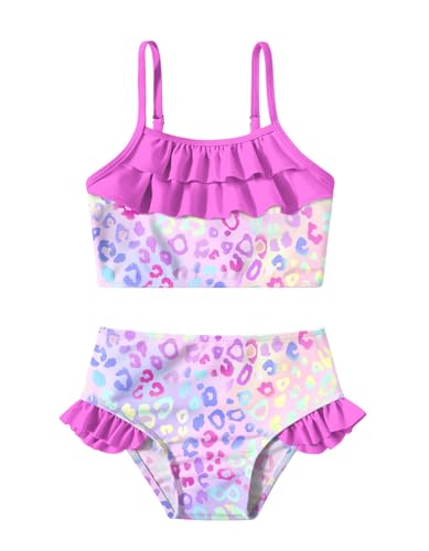 Image of Little Girls Two Piece Mermaid Bikini Set Ruffle Adjustable Summer Beach Bathing Swimsuit 3-7 Years for Kids