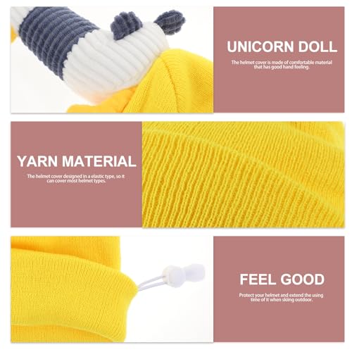 Funda para casco de esquí infantil de unicornio amarillo en hilo elástico para nieve 3