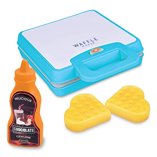 Toy Chef Toy Waffle Maker â€“ Toy Kitchen Products for Kids â€“ Interactive Pancake Game â€“ Educational Waffle Maker Set for Boy and Girls â€“ 6 Pieces Toy Waffle Maker Set with Syrup and Waffles