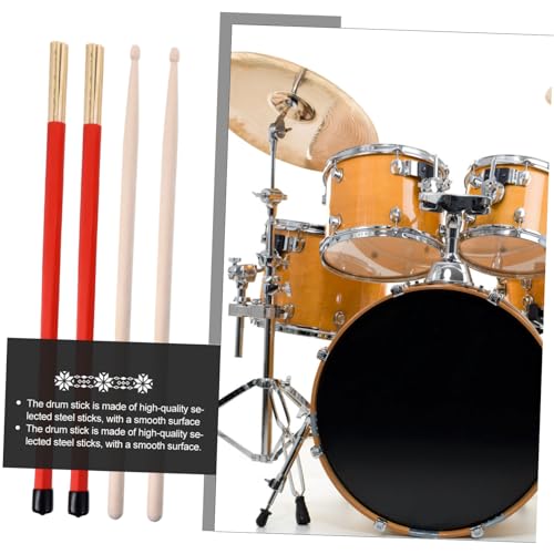 KESYOO Set de 7 piezas accesorios para batería con baquetas de madera y cepillos de alambre para bateristas de jazz y rock miniatura 6
