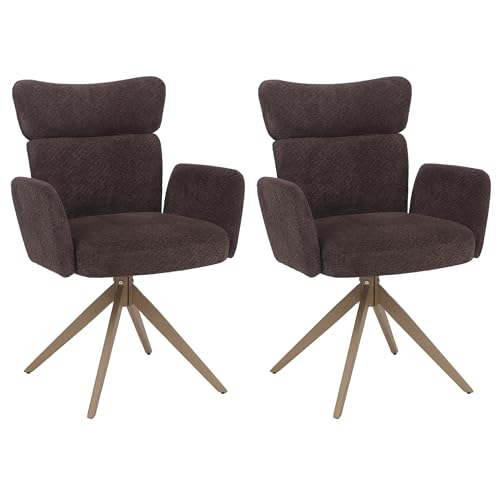 Mendler Juego de 2 sillas de comedor HWC-N11 giratorias tela return de coche 350 g/m² certificado