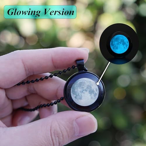 Personalized Moon Phase Necklace – Custom Glow in the Dark Black Pendant with Name or Date, Unique Gift for Baby Shower, Birthday, or Memorial, Meaningful Celestial Jewelry for Men or Women3