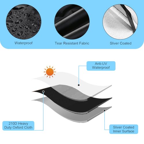 Image of Car Windshield Cover for Ice Rearview Mirror Snow Covers, Car Rearview Mirror Snow Cover , 210 D Silver Coated Oxford Cloth Reflector Frost Snow Cover, Drawstring Closure Quick Installation Accessory