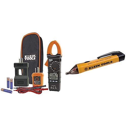 Klein Tools CL110KIT Electrical Tester/Maintenance Kit w/Clamp Meter, Continuity Tester, GFCI Tester, Line Splitter, 3 x AAA & NCVT-1 Voltage Tester, Non-Contact Voltage Detector for AC Voltage