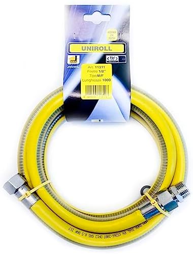 Tuyau Flexible Gaz 1 Mètre 1/2" FF - Acier Inoxydable Norme EN 15266 - Pour Tables De Cuisson Uniroll