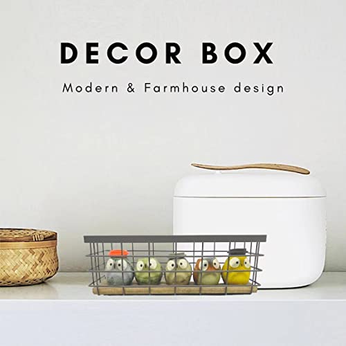 Small Metal Wire Storage Basket Bin, Farmhouse Basket For Toilet, Coffee Pod Cups, Towel, Spice Rack For Kitchen Countertop Bathroom Cabinet Laundry, Modern Mail Basket With Wood Base - Brown Shin·yik #TOP1