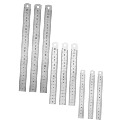 CIYODO 9個 鋼製短刻定規 両面スケール 学生 オフィス用測定ツール 実用 精密で使いやすい文房具