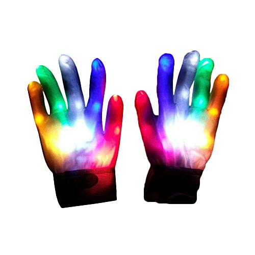 Amyzor - Guantes LED para fiesta, esqueleto, guantes de Halloween, guantes LED luminosos que brillan en la oscuridad, guantes de mano para clubes, Halloween, cumpleaños, discoteca, fiesta, baile, etc.