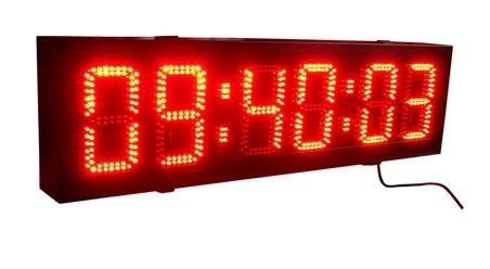 Reloj cronómetro LED de doble cara para carreras, diseño de puerta abierta y mantenimiento, gabinete IP64, caracteres grandes de 8 pulgadas miniatura 1