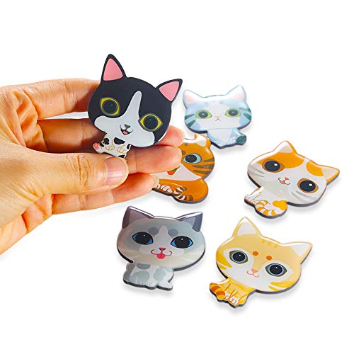 6-Pack Fridge Magnets For Kids Adults Refrigerator Magnets Cute Cats Ornament Funny Decor For Kitchen Office Classroom Whiteboard Lockers, Magnet Set Ideal Gift By Morcart (6Pcs-Cat) #TOP1