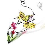 Sonnenfänger für Innenfenster – Kolibri-Buntglas-Fenster-Hängeornament für Zuhause, Tür, Terrasse, Muttertags-Geburtstagsgeschenk für Mutter, Oma, Vogelliebhaber