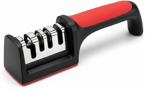 3-Stage Manual Knife Sharpener – Ergonomic Design with Non-Slip Base for Kitchen Knives – Safe, Easy, and Practical Solution