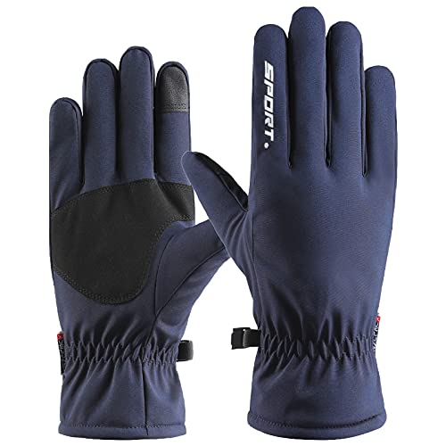 Winter Warm Gefütterte Handschuhe für Herren Screen Touch Rutschfest Wasserdicht Skihandschuhe, marineblau, Large Cover