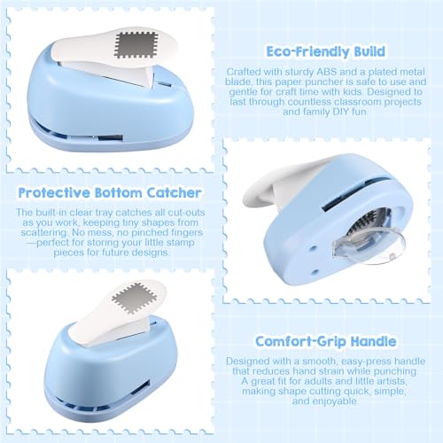 Image of Postage Stamp Punch, Stamp Puncher Tool, for Crafting Paper Crafting Scrapbooking DIY Card Making Arts Crafts Supplies, Finished Product 1.8 x 2 cm (Blue)