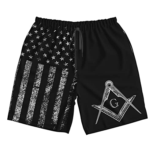Freemason Symbol Square Compass G Lodge Masonic Funny Gifts Mens Quick Dry Short Swim Trunks Swimwear Bathing Suits White 5