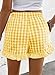 EVALESS Boxer Shorts for Women Plaid Pajama Ruffle Shorts Fashion 2026 Summer Beach Bottoms Casual Lounge Sleep Gingham Shorts Cute y2k Clothes Elastic High Waist Cotton Short Yellow Cream Small