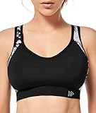 Yvette Damen Sport BH Starker Halt Große Größen Gekreuzt Rücken Bügellos für Laufen Joggen Yoga Fitness, Schwarz, Gr.- 90E