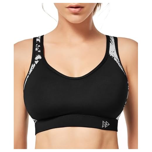 Yvette Damen Sport BH Starker Halt Große Größen Gekreuzt Rücken Bügellos für Laufen Joggen Yoga Fitness, Schwarz, Gr.- 100E