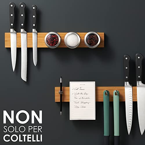 LARHN Barra Magnetica per Coltelli in Bambù con Magnete Extra Forte - 40cm - Porta-Coltelli Cucina Magnetico - immagine 6