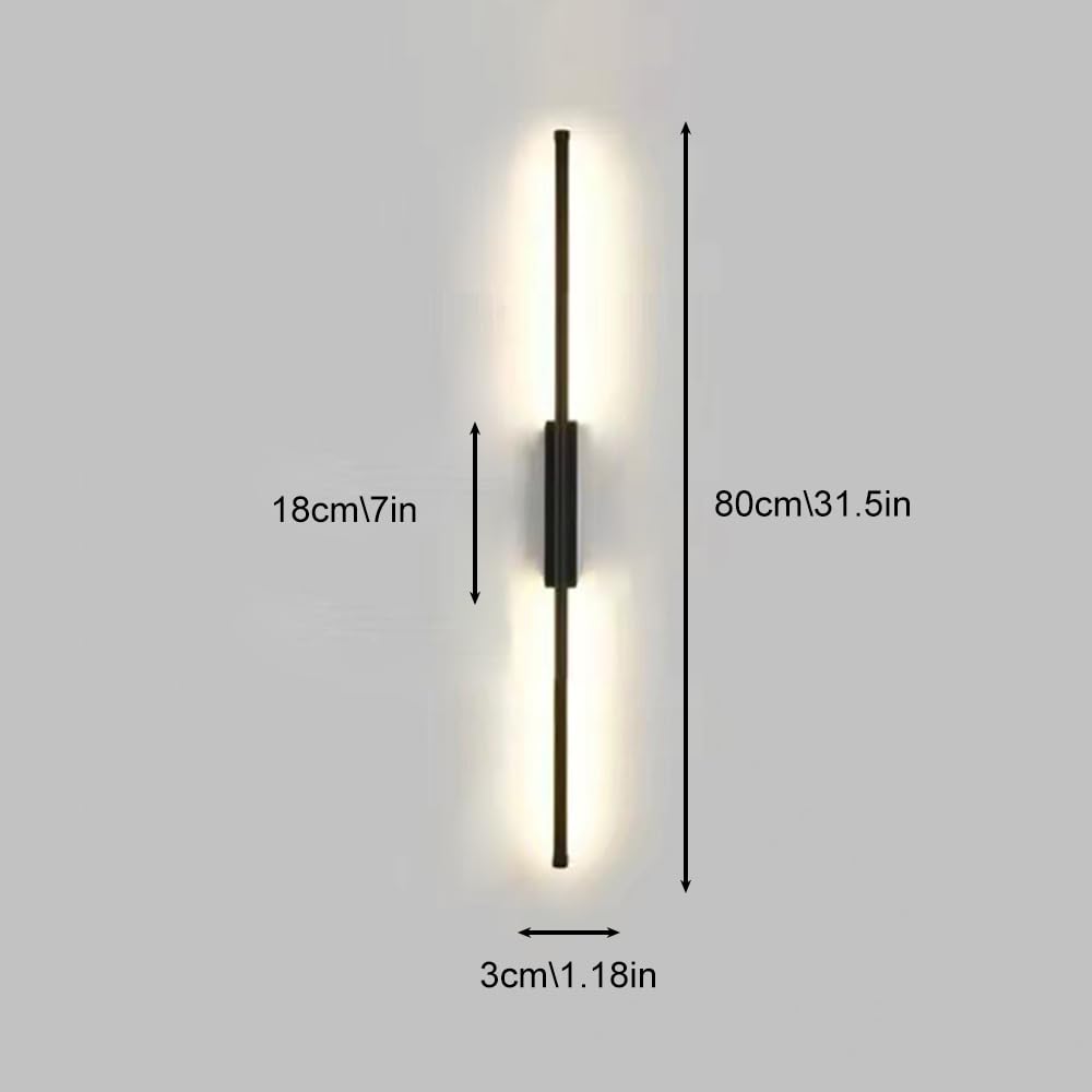 Applique da Parete Nera Applique da Parete lineare apparecchio di Illuminazione Moderna Lampada da Parete a LED Striscia Lunga Applique cablate luci da Parete per Interni per Soggiorno Camera