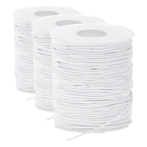 Image of Elastic String, Selizo Stretchy Cord for Bracelets, Necklace, Beading and Sewing (1.2 MM, 109 Yards, White) (Pack of 3)