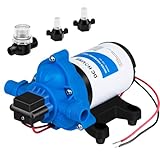 DC HOUSE 12V RV Water Diaphragm Pump Quiet Replacement, 3.5GPM 45PSI On Demand Self Priming Fresh Water Pump with Pressure Switch for Camper, Marine, Boat, Travel Trailer & Off-Grid Use