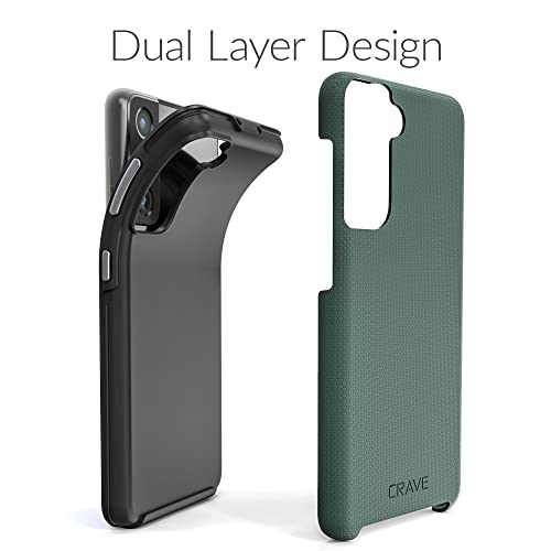 Crave for Galaxy S21 Case, Shockproof Protection Dual Layer Case for Samsung Galaxy S21 5G (6.2 inch) - Forest Green