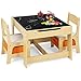 GOPLUS Ensemble Table et 2 Chaises pour Enfants, Table Double Face-Tableau Noir, Chaises avec 2 Boîtes de Rangement, Table de Dessin Enfant Gain de Place, pour Manger, Etudier et Jouer