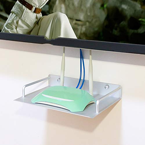 Soporte de estante de montaje en pared para DVD/soporte/soporte para decodificador de TV, enrutador, decodificador, soporte de estante de almacenamiento de montaje en pared de aluminio de e