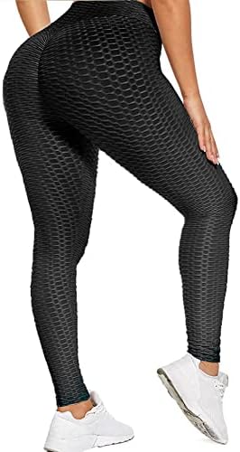 Merlvida Anti Cellulite Women's Leggings Ruched Butt Lift Gym Leggings Womens High Waist Tummy Control Opaque Scrunch Honeycomb Yoga Pants Bubble Textured Wrokout Sports Tights Gym Clothes Plus Size