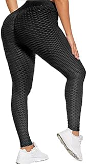 Merlvida Anti Cellulite Women's Leggings Ruched Butt Lift Gym Leggings Womens High Waist Tummy Control Opaque Scrunch Honeycomb Yoga Pants Bubble Textured Wrokout Sports Tights Gym Clothes Plus Size