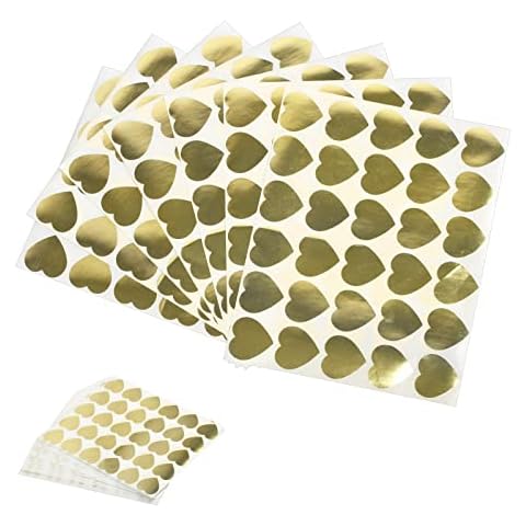 HONMOK 1200 PCS Gold Heart Stickers 40 Sheets Heart Adhesive Labels Wedding Foil Heart Gift Sticker DIY Envelope Seals Labels for Baking Gift Bags Decoration Cover