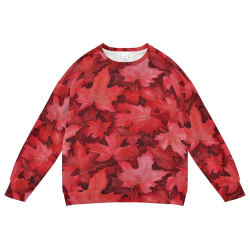 JUNZAN Canada Red Maple Leaf Big Girls Hoodie Sweatshirt Crewneck Hoodie for Boys Sports 4T