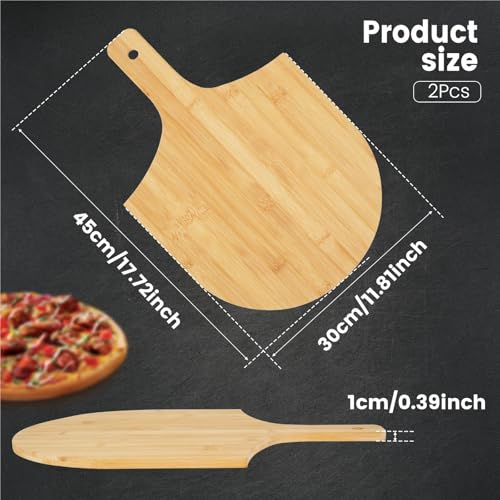 Espátula de madera para pizza con mango largo y pala biselada multifuncional 7