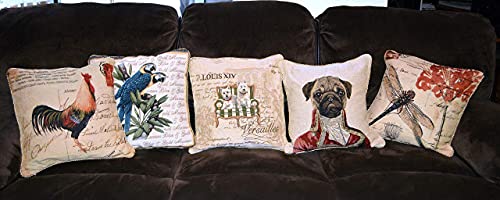 Tache 1 Piece 18 X 18 Square Postmarked With Love Vintage Farmhouse Colorful Handsome Rooster Sofa Couch Decorative Accent Cushion Throw Pillow Cover #TOP4