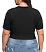 Lastshe Women's Plus Size Summer Crop Tops Short Sleeve Blouses Tie Front Tee T-Shirt Outfits,Black,2X