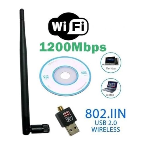 Antena Wi-Fi Adaptador Wireless 1200Mb/s USB 2.0 para Desktop/Notebook