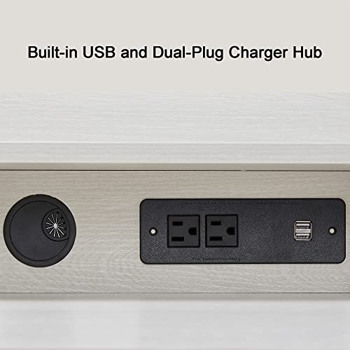 ITUSUT Computer Desk with Drawers and USB Charging Port, Home Office Desk with Hutch and File Drawer, Writing Study Table Executive Desk PC Desk Workstation for Bedroom, Oak White - Thumbnail 4