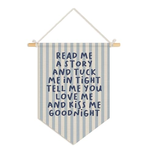 Wheatwin Kids Bedroom Decor, Read Me a Story and Kiss Me Good Night Wall Hanging Pennant Flag Banner, Kids Room Wall Decor for Boys Girls Toddler Nursery Bedroom 15x11 Inch