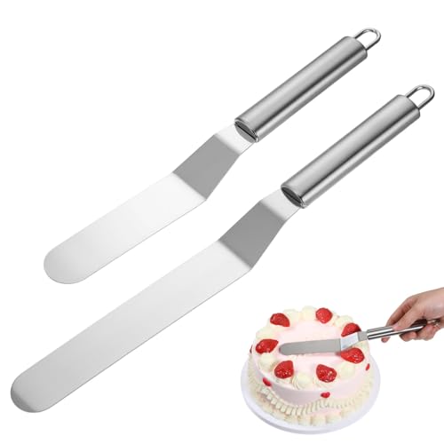 JIYIN 2 Stück Tortenmesser, Tortenspachtel Edelstahl Winkelpalette Torte zum Glätten Tortenschneider Zum Backen Verteilen Und Dekorieren Von Torten