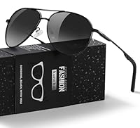 kunchu Pilot Sunglasses Mens Polarized Sunglasses Unisex UV400 Protection Black Sunglasses Driving, Fishing,Running Classic Ultra Light Shades Black