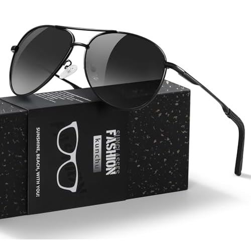 Pilot Sunglasses Mens Polarized Sunglasses Unisex UV400 Protection Black Sunglasses Driving, Fishing,Running Classic Ultra Light Shades