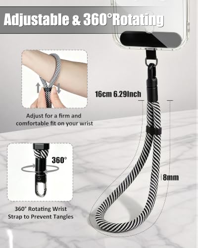 Image of VVAAGG Phone Lanyard, Phone Wrist Strap for Case, Hand Wrist Strap 2 Pack | Adjustable Cell Phone Lanyard, Self-Locking 2-Color Braided Phone Strap, Anti-Lost Wristlet Lanyard with Tether Tabs
